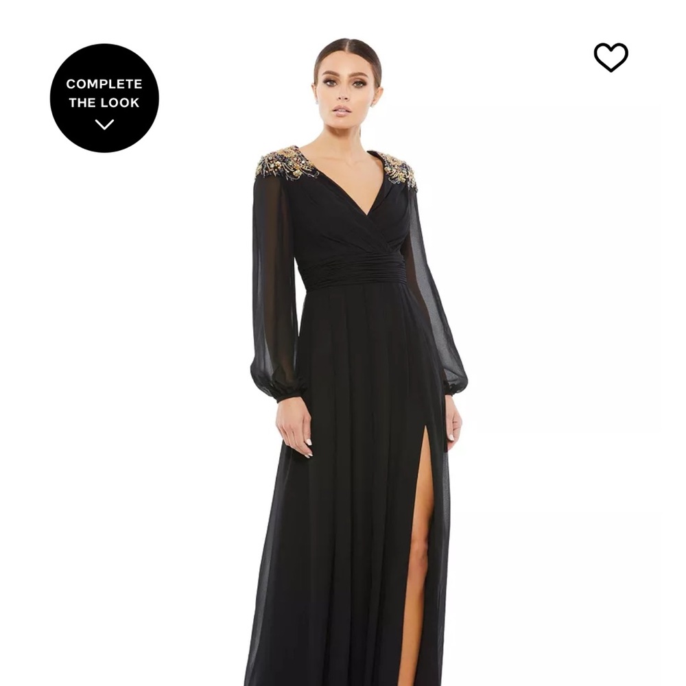 Mac Duggal Elegant Black Dress with Gold Accents